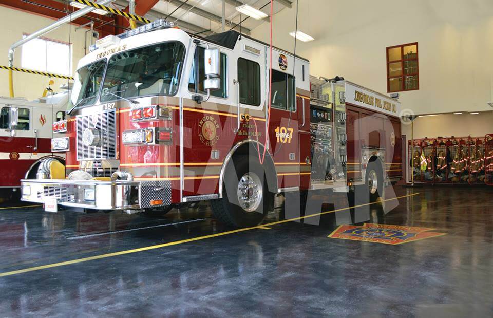 Ingomar Fire Company variegate stain-sealer flooring