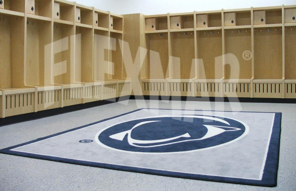 Penn State locker room polyaspartic flooring