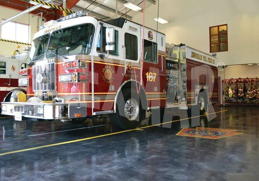 Ingomar Fire Company variegate stain-sealer flooring