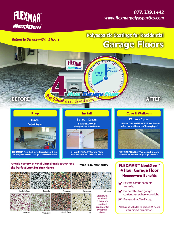 flexmar garage floor sales sheet